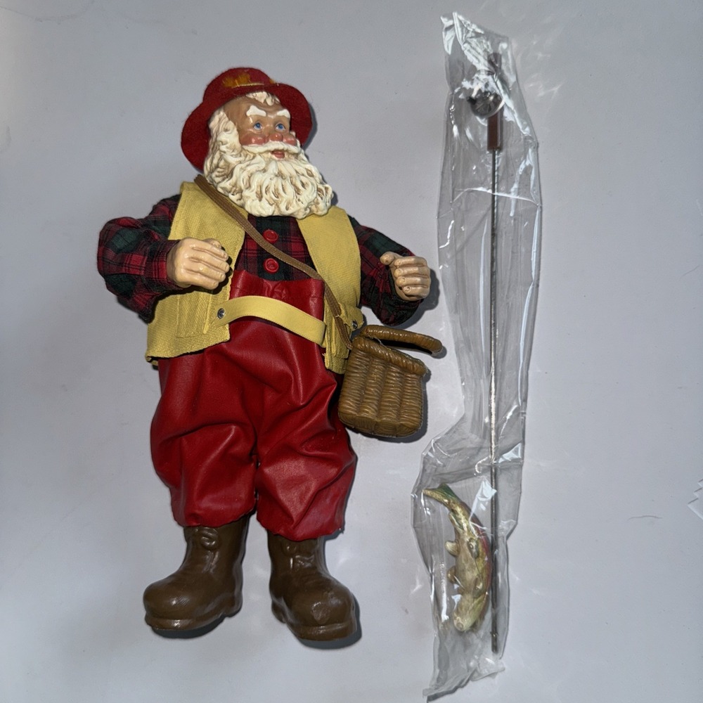 Santa Fishing Figurine Fishtales Orig Box Kurt Adler KSA Fabriche NEW, Vintage
